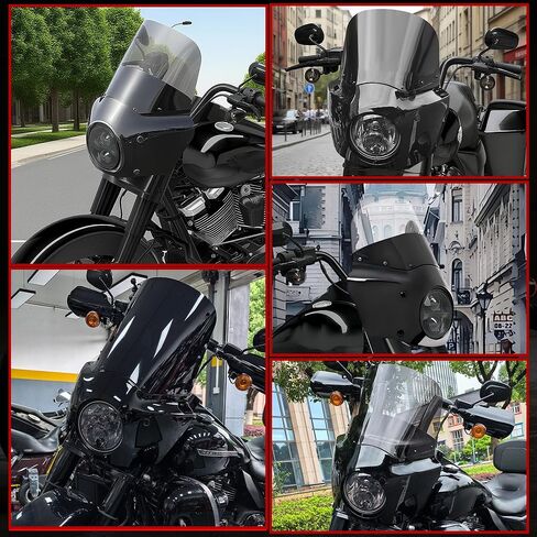 FATECIM دراجة نارية 7 بوصة هدية أمامية مع زجاج أمامي دخاني 11 بوصة ومجموعات تركيب لـ Harley Touring Road King FLHR 1994-2023، Road King Special FLHRXS 2017-2025 in Saudi Arabia