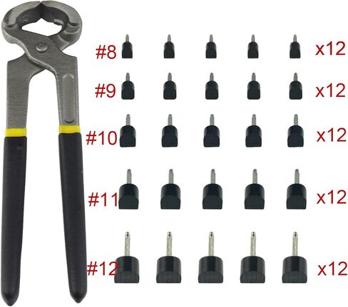 30 زوجًا من قبعات إصلاح الأحذية البديلة ذات الكعب العالي، طقم دبابيس بديلة للأحذية ذات الكعب العالي للسيدات مع كماشة إزالة خنجر (5 أحجام مختلفة من دبابيس إصلاح المسامير 8/9/10/11/12 مم) in Kuwait