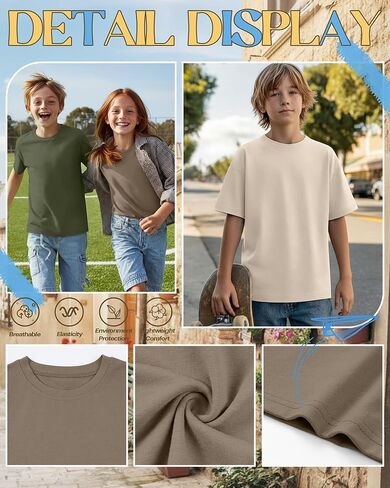 3 Pack Boys Short Sleeve Shirts Kids Loose Fit Crewneck Tops Casual Summer Basic Tee in Kuwait
