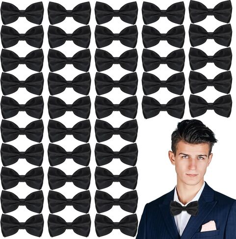 40 Pcs Men's Bow Ties Pre Tied Tuxedo Formal Adjustable Clip On Bow Satin Bowtie for Men Costume Wedding Party in Saudi Arabia