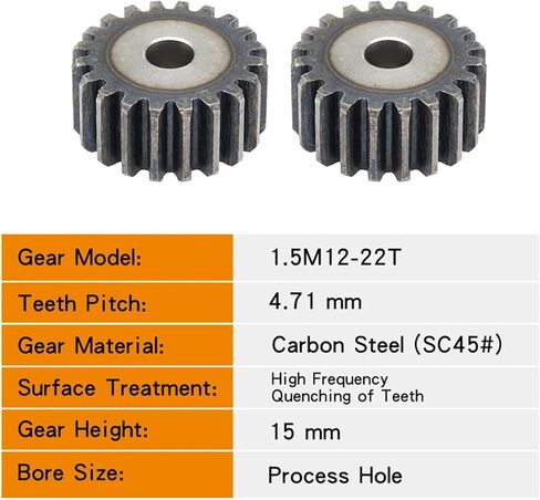 1.5M-12T/13T/14T/15T/16T/17T/18T/19T/20T/21T/22T SC45# ترس أسطواني من الصلب الكربوني ﻿1 قطعة (1.5M20T - التجويف 8 مم) in Kuwait