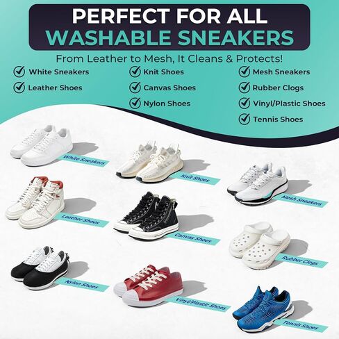 Shoe Cleaning Kit, Sneaker Cleaner Kit with 6.76 oz Shoe Cleaner Foam & 5 oz Shoe Protector Spray, Includes 2 Premium Brushes & Microfiber Towel for White Shoes, Leather, Mesh, Knit, Canvas, Boots in Saudi Arabia