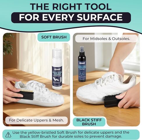 Shoe Cleaning Kit, Sneaker Cleaner Kit with 6.76 oz Shoe Cleaner Foam & 5 oz Shoe Protector Spray, Includes 2 Premium Brushes & Microfiber Towel for White Shoes, Leather, Mesh, Knit, Canvas, Boots in Saudi Arabia