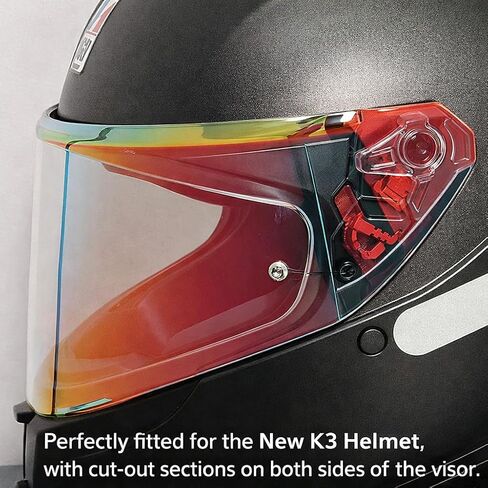 درع وجه بديل K3 جديد لخوذة AGV K3 DOT (E2206) عدسة قناع ملونة مضادة للوهج متوافقة فقط مع الأحجام الصغيرة والمتوسطة والكبيرة (أحمر أورورا) in Kuwait
