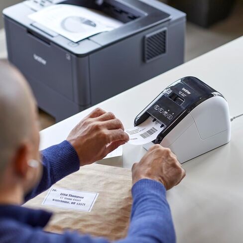 High-Speed Label Printer QL-800 - Professional Address & Shipping Labeling Machine with Auto Cutter, 300DPI Black/Red Output, Compatible with Brother DK-2251 Rolls (Renewed) in Saudi Arabia