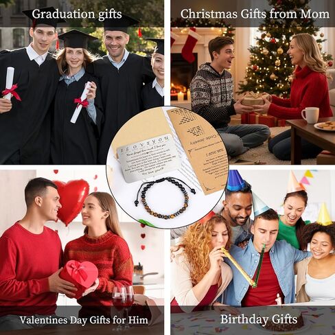 أساور Thrist Morse Code هدايا له - سوار أنا أحبك مع بطاقة محفظة منقوشة وأساور حماية ثلاثية لهوية الهوية للرجال والابن والزوج والصديق وعيد الفصح وأعياد الميلاد والذكرى السنوية للتخرج in Kuwait