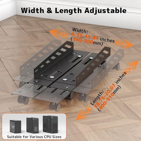 PUTORSEN Computer Tower Stand - Under Desk PC Stand for Floor with Rolling Caster Wheels, Adjustable CPU Tower Holder Fits Most PC Tower in Saudi Arabia
