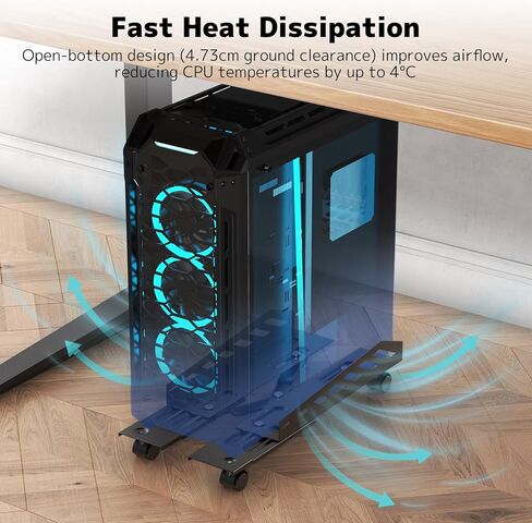 PUTORSEN Computer Tower Stand - Under Desk PC Stand for Floor with Rolling Caster Wheels, Adjustable CPU Tower Holder Fits Most PC Tower in Saudi Arabia
