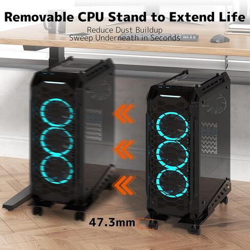 PUTORSEN Computer Tower Stand - Under Desk PC Stand for Floor with Rolling Caster Wheels, Adjustable CPU Tower Holder Fits Most PC Tower in Saudi Arabia