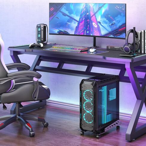 PUTORSEN Computer Tower Stand - Under Desk PC Stand for Floor with Rolling Caster Wheels, Adjustable CPU Tower Holder Fits Most PC Tower in Saudi Arabia