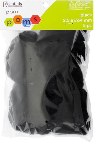 Essentials by Leisure Arts Pom Poms - Black -3" - 4 Piece pom poms Arts and Crafts - Colored Pompoms for Crafts - Craft pom poms - Puff Balls for Crafts in Kuwait
