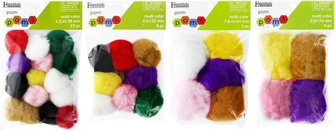 Essentials by Leisure Arts Pom Poms - Black -3" - 4 Piece pom poms Arts and Crafts - Colored Pompoms for Crafts - Craft pom poms - Puff Balls for Crafts in Kuwait