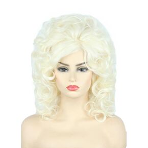 Topcosplay النساء الباروكات البلاتين شقراء مجعد خلية النحل منتفخ 60s الباروكات هالوين زي شعر مستعار in Kuwait
