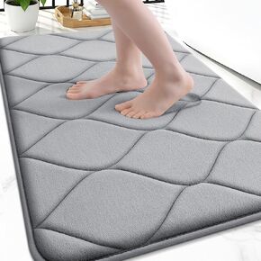 Smiry Memory Foam Bath Mat 30''x20'', Ultra Soft Non-Slip Bathroom Rug, Plush Water Absorbent Quick Dry and Machine Washable Floor Mat for Shower, Tub & Home Decor, Grey in Kuwait