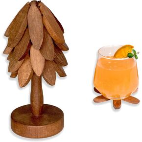 قواعد أكواب يويار، مجموعة قواعد أكواب مشروبات خشبية من خشب سابيلي على شكل شجرة لطاولة القهوة، وديكور طاولة المطبخ in Kuwait