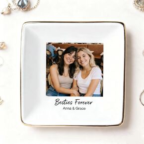 My4gifts Personalized Besties Photo Jewelry Dish, Sisters Jewelry Dish, Custom Besties Gifts, Bff Gifts, Friendship Gift, Best Friend Gift for Women, Custom Jewelrys Plate, Birthday, Christmas/2 in Kuwait