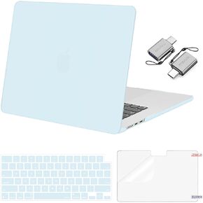 حافظة MOSISO متوافقة مع جهاز MacBook Air 15 بوصة إصدار 2023 2024 M3 A3114 M2 A2941 Liquid Retina Display Touch ID، حافظة بلاستيكية صلبة وغطاء لوحة مفاتيح وواقي شاشة ومحول من النوع C، أسود in Kuwait
