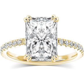 4.5 Carat Radiant Cut Lab Created Moissanite Engagement Ring for Women, D Color VVS1 Sterling Silver Promise Ring with Pavé Band in Kuwait