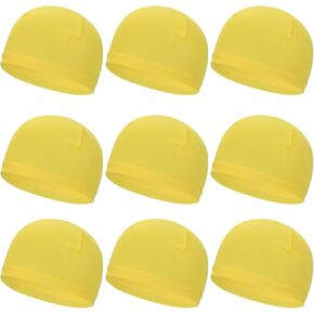 PATIKIL Helmet Liner Skull Cap for Men, 9 Pack Sweat Wicking Hats Stretchy Under Helmets Caps for Running Bicycle Motorcycle Cycling, Yellow in Saudi Arabia
