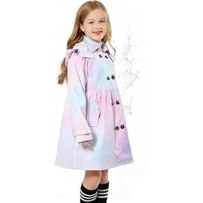 معطف واق من المطر للفتيات مزود بغطاء للرأس ومقاوم للماء، ملابس خارجية للأعمار من 6 إلى 14 عامًا in Kuwait