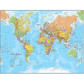 Maps International - Large World Map – Wall Map Poster With Flags – Laminated - 23 x 33 in Kuwait