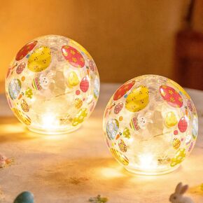 قطعتان من مصابيح كرة زجاجية لعيد الفصح، مقاس 3.93 بوصة، زينة على شكل أرنب عيد الفصح، مصابيح LED للزينة، كرة زجاجية مضاءة على سطح الطاولة، مصباح ديكور يعمل بالبطارية لقضاء العطلات في الأماكن المغلقة لتزيين طاولة الحفلات in Kuwait