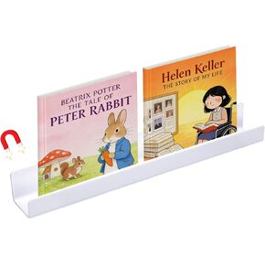 رف كتب مغناطيسي قوي للسبورة البيضاء - حامل عرض كتب أكريليك مقاس 17 بوصة للمعلمين، رف أبيض قابل لإعادة الاستخدام بدون حفر للفصل الدراسي/الخزانة/منظم الثلاجة in Kuwait