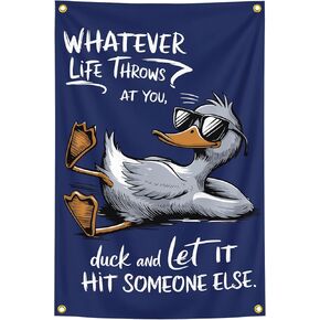 Fun Duck Tapestry 2x3 Foot WHATEVER LIFE THOWS AT YOU DUCK Casual Style Decorative Flag in Kuwait