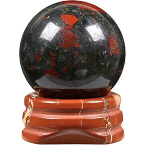 Natural Polished Lapis Sphere with Red Jasper Stand – Handcrafted Gemstone 30mm Ball for Energy Healing, Meditation, and Home Décor in Saudi Arabia