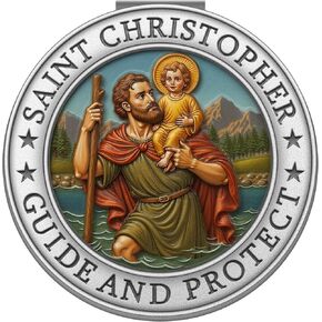 ميدالية سانت كريستوفر للسيارة، مشابك قناع ميدالية سانت كريستوفر لتزيين السيارة وإكسسوارات السيارات هدية السلامة للسائق الجديد وصديق العائلة (1) in Kuwait