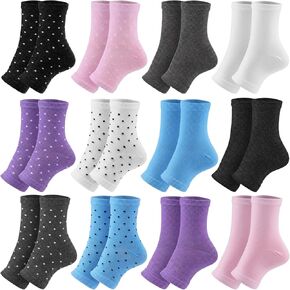 Cuffbow 12 Pairs Women Toeless Socks Pedicure Open Toe Polka Dot & Solid Flip Flop Socks for Girls Yoga Pilates Foot Spa in Saudi Arabia
