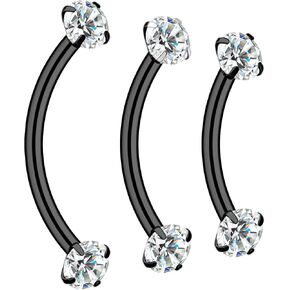 XUU Titanium Eyebrow Piercing Jewelry 16G – Curved Barbell CZ Set, ASTM F136 Titanium Eyebrow Rings for Rook, Lip, Helix & Surface Tragus, Internally Threaded, 3PCS 8/10/12mm, 5 Colors in Saudi Arabia