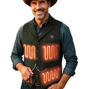 Men's Tweed Heated Vest,Winter Men Hiking Cycling Golf Lightweight Heating Vest(without battery bank) in Saudi Arabia