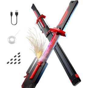 Cyberpunk Neon Sword-31.5 بوصة LED سبارك سيف مع دخان، غمد ذاتي الإخراج، إعادة الشحن، ميزة شرارة فلينت قابلة للاستبدال للحفلات التنكرية in Kuwait