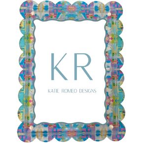 Scalloped Magnetic Acrylic Picture Frame, Multicolor Pink and Blue, 5x7, Colorful Abstract Art Pattern, Holds Vertical or Horizontal Photos in Kuwait