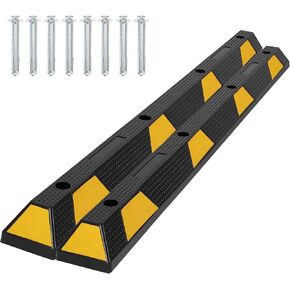 72" Heavy Duty Rubber Parking Curb, Rubber Parking Stopper for Garage – 6-Foot Long Wheel Stopper with Reflective Stripe, UV-Resistant, Durable Driveway Curb for Cars, Trucks, 2-Pack in Kuwait