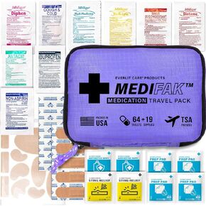 السفر الأساسي للطب الأساسيات الإسعافات الأولية حزمة إعادة ملء I -BONUS Medical Supplies I TSA MEDKIT MEDKIT متوافقة in Kuwait