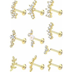 16G Cartilage Tragus Helix Piercing Jewelry Stainless Steel Internally Threaded Flat Back Cartilage Earrings for Women Butterfly CZ Flatback Stud Earring in Saudi Arabia