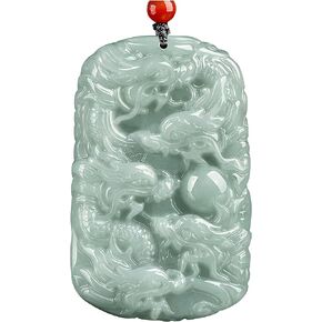 قلادة اليشم التنين والعنقاء من الدرجة الأولى، قلادة التنين والعنقاء التجارية pixiu God of Wealth قلادة للأزواج، هي تعويذة أبدية وأنيقة من السعادة، قلادة بورما الجاديت النسائية المعتمدة للرجال in Kuwait