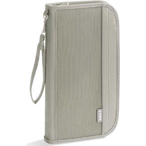 حامل جواز السفر للسفر، محفظة جواز سفر بخاصية تحديد الهوية بموجات الراديو، منظم وثائق السفر، حامل جواز سفر عائلي مقاوم للماء مع حزام معصم للرجال والنساء، رمادي in Kuwait