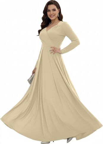 KOH KOH Womens Long Sleeve Empire Cocktail Elegant Evening Versatile Maxi Dress in Saudi Arabia