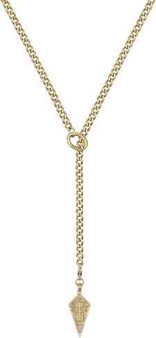 18K Gold Knight's Shield Pendant Necklace, Dainty 27'' Trendy Lariat & Y Slip Chain Necklaces Jewelry Gift for Women in Saudi Arabia