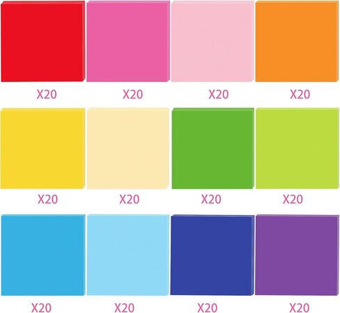 Rainbow-Coloured 240 Pcs Colored Sticky Notes 12 Designs Colored Sticky Notes Coloreds Sticky Note Memo Pads Coloreds Sticky Note Self Stick Notes Memo Pads for Birthday Decor Rewards Gifts in Saudi Arabia