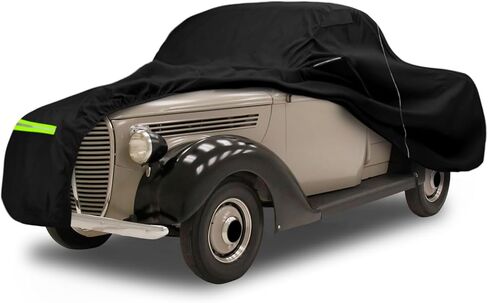 غطاء سيارة مقاوم للماء متوافق مع موديل 1928-1931 Ford Model A سيدان/اكسسوارات سيارة سيدان قابلة للتحويل، 210T أغطية سيارة لجميع الأحوال الجوية مع سحاب وقفل لحماية السيارة من الغبار والثلج والمطر والحائل in Kuwait