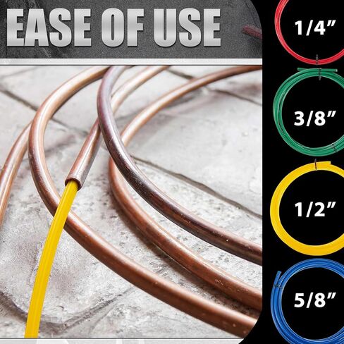 4pcs 4 M Conditioning Copper Tubing Pipe Extension Kit 1/4" 1/2" 3/8" 5/8" Copper Tubing Bender Kit with PE Plastic Strips for Air Conditioning Systems in Saudi Arabia
