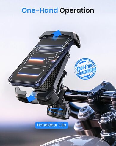 Anti-Shake Motorcycle Phone Mount - 2026 Dual Vibration Dampener, Universal Bike Phone Holder for iPhone 17/16/15/14/13 Series & Android 4.7-7", Handlebar Mount for Bicycle/Motorbike/Scooter in Kuwait