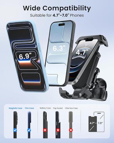 Anti-Shake Motorcycle Phone Mount - 2026 Dual Vibration Dampener, Universal Bike Phone Holder for iPhone 17/16/15/14/13 Series & Android 4.7-7", Handlebar Mount for Bicycle/Motorbike/Scooter in Kuwait