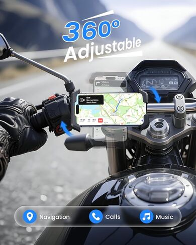 Anti-Shake Motorcycle Phone Mount - 2026 Dual Vibration Dampener, Universal Bike Phone Holder for iPhone 17/16/15/14/13 Series & Android 4.7-7", Handlebar Mount for Bicycle/Motorbike/Scooter in Kuwait