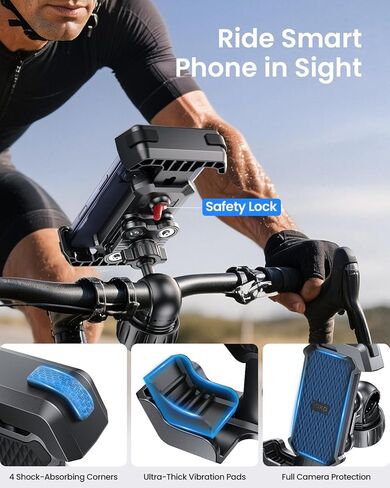 Anti-Shake Motorcycle Phone Mount - 2026 Dual Vibration Dampener, Universal Bike Phone Holder for iPhone 17/16/15/14/13 Series & Android 4.7-7", Handlebar Mount for Bicycle/Motorbike/Scooter in Kuwait