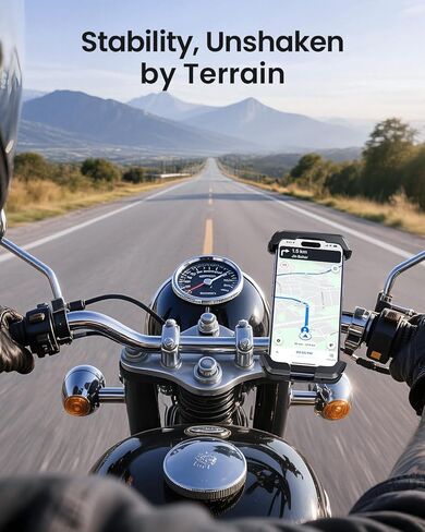 Anti-Shake Motorcycle Phone Mount - 2026 Dual Vibration Dampener, Universal Bike Phone Holder for iPhone 17/16/15/14/13 Series & Android 4.7-7", Handlebar Mount for Bicycle/Motorbike/Scooter in Kuwait